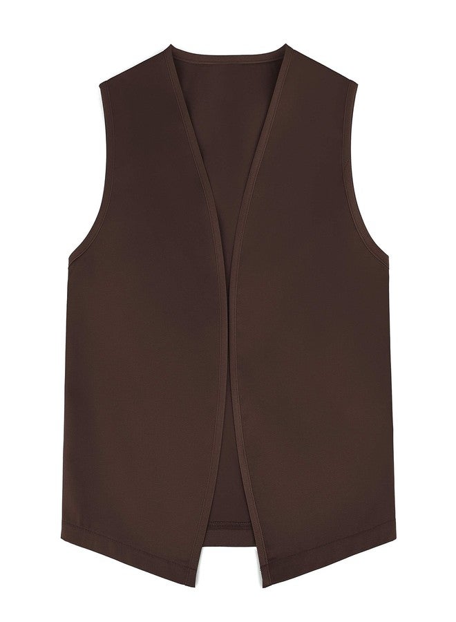 TopTie No-Button Child Vest Kid Volunteer Victorian Waistcoat Peasant Party Costume Vests-Brown-M - Image 2